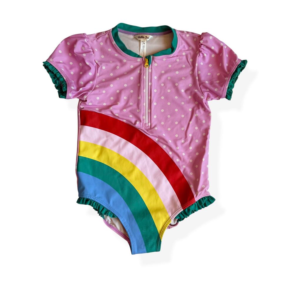 Matilda Jane Retro Rainbow Rashguard Swimsuit Girls 8